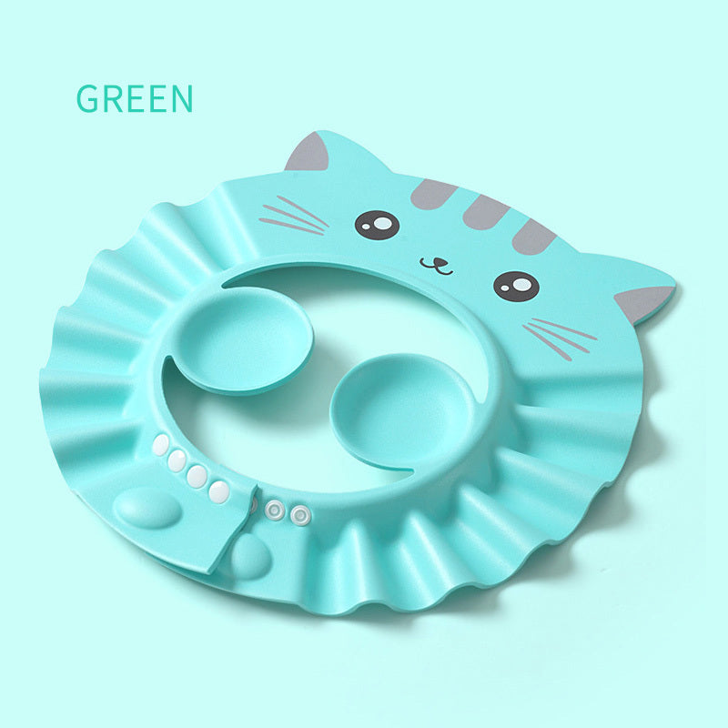 Adjustable Baby Shower Cap with Ear Protection – Cartoon Style