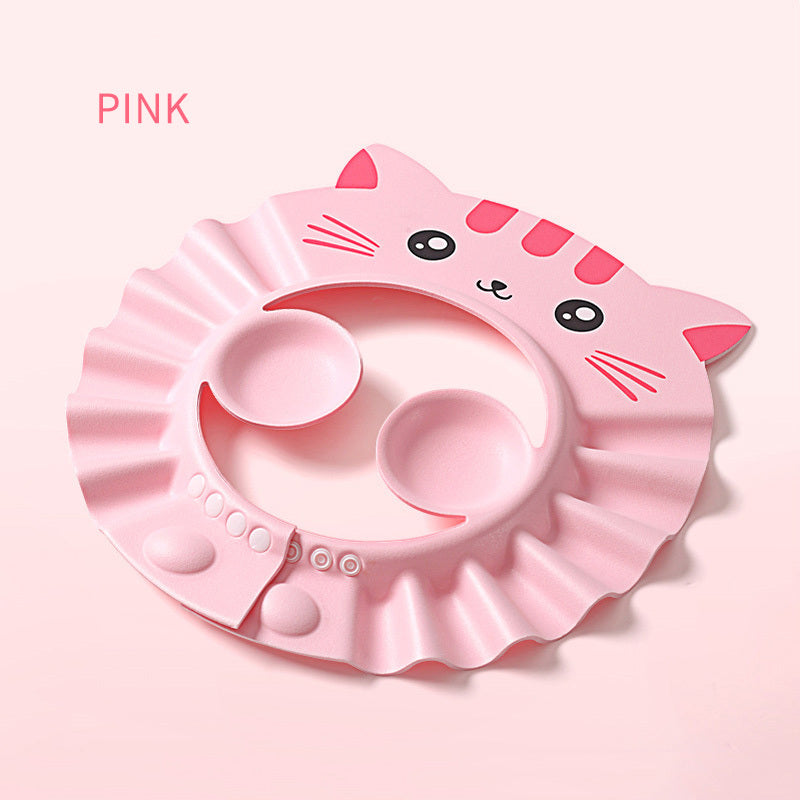 Adjustable Baby Shower Cap with Ear Protection – Cartoon Style