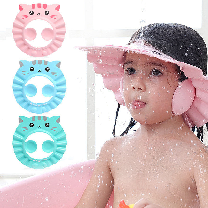 Adjustable Baby Shower Cap with Ear Protection – Cartoon Style