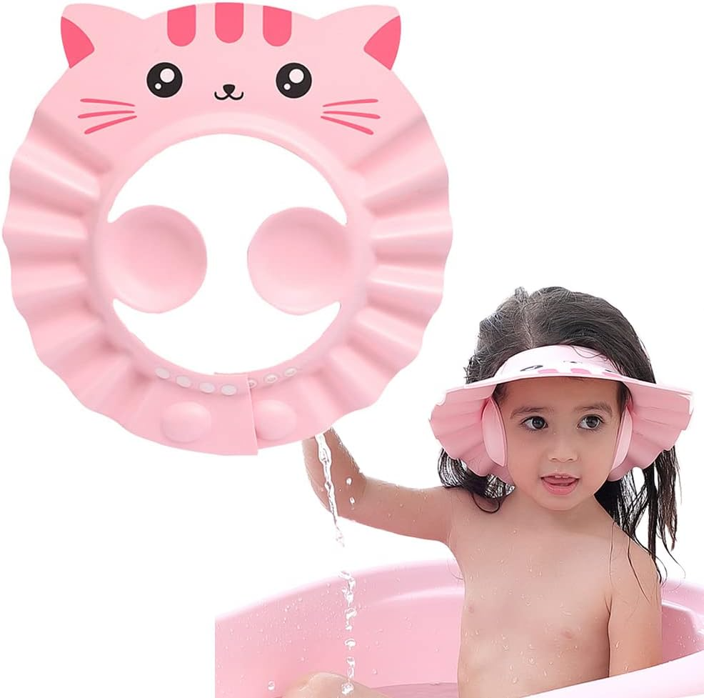 Adjustable Baby Shower Cap with Ear Protection – Cartoon Style