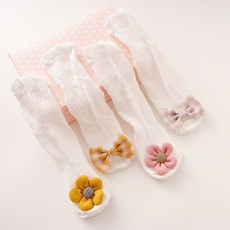 soft baby anti mosquito socks with floral design