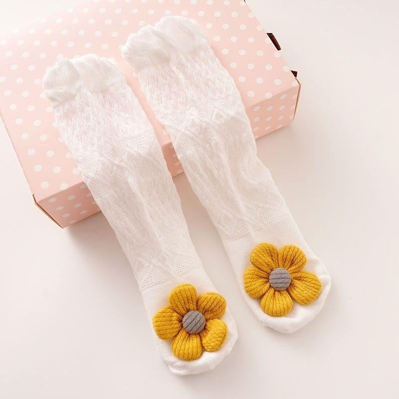 baby socks with sunflower design