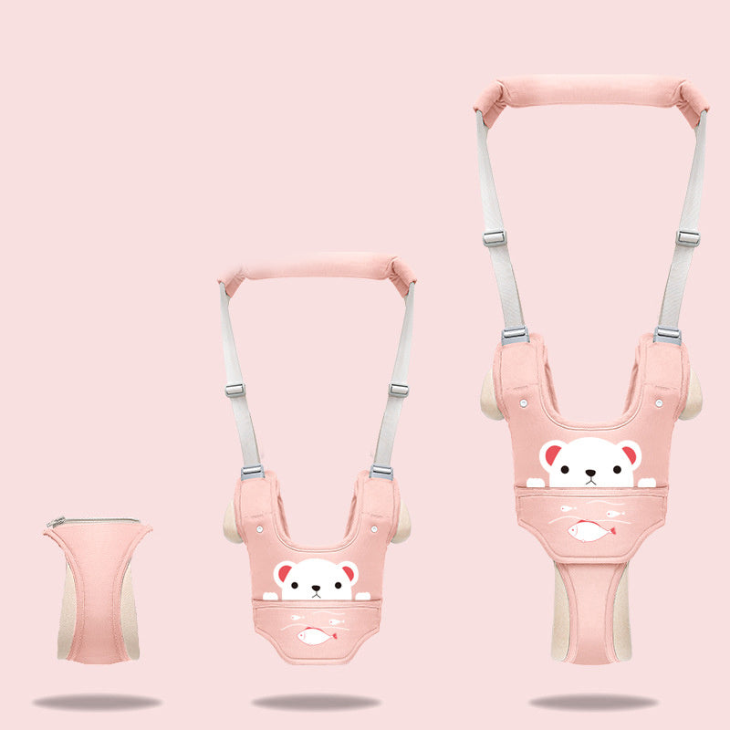 pink baby walking harness for early walking practice
