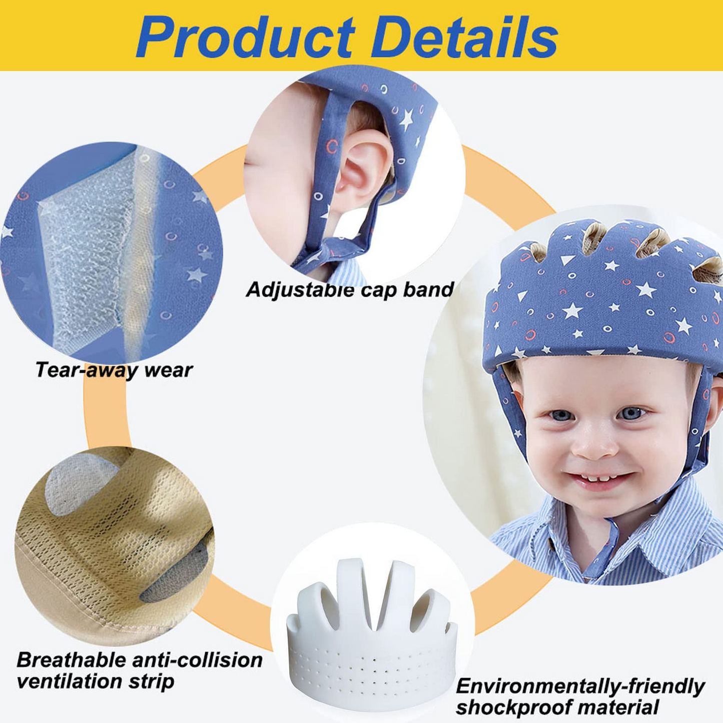 baby safety helmet soft padded head protection for crawling and first steps
