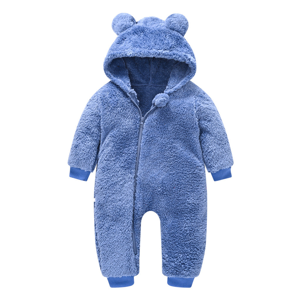 cozy wool baby sweater jumpsuit warm hooded romper for newborns and toddlers