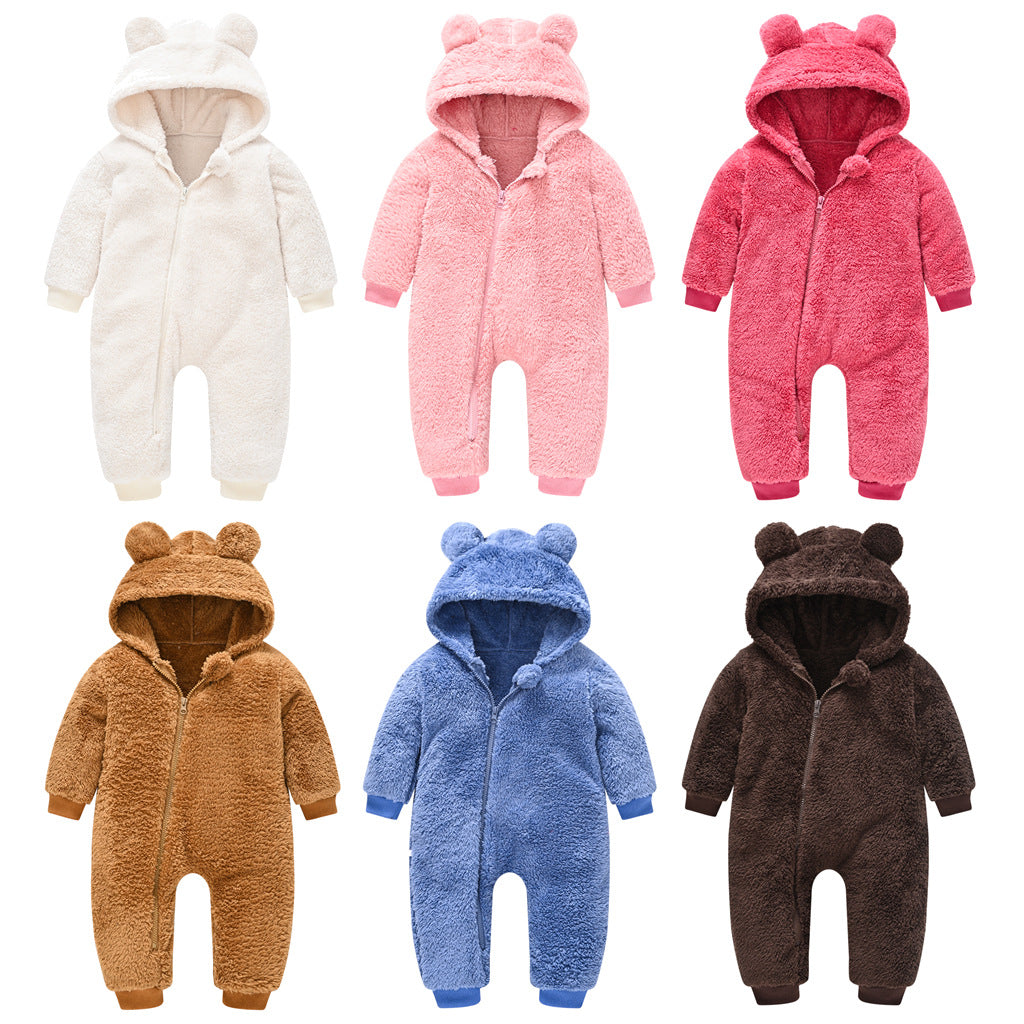 cozy wool baby sweater jumpsuit warm hooded romper for newborns and toddlers