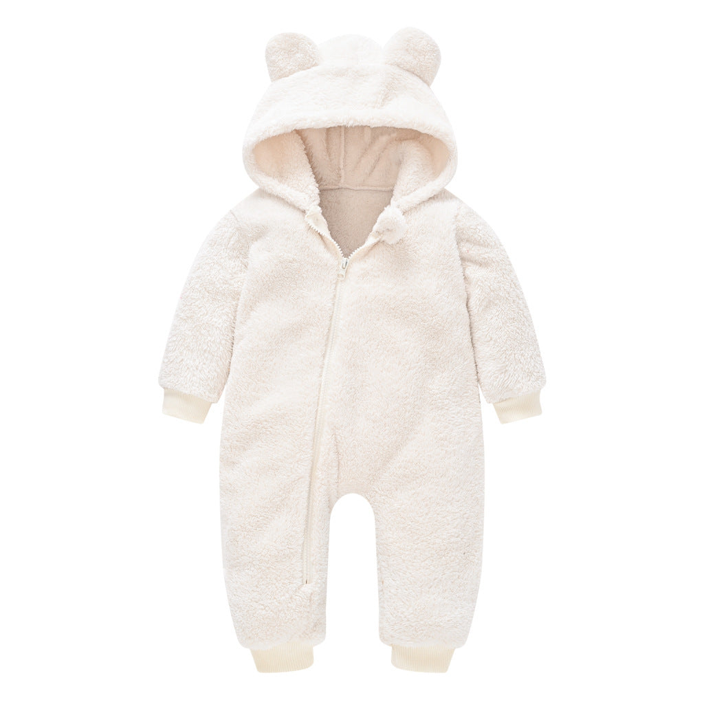 cozy wool baby sweater jumpsuit warm hooded romper for newborns and toddlers