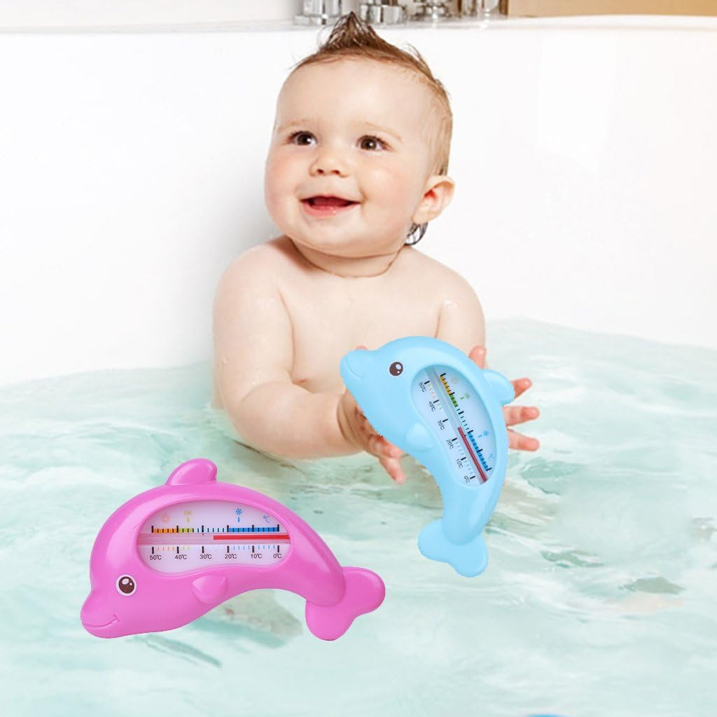 Dolphin baby bath thermometer – dolphin-shaped non-toxic PS water and room thermometer with printed scale for infants and toddlers  
