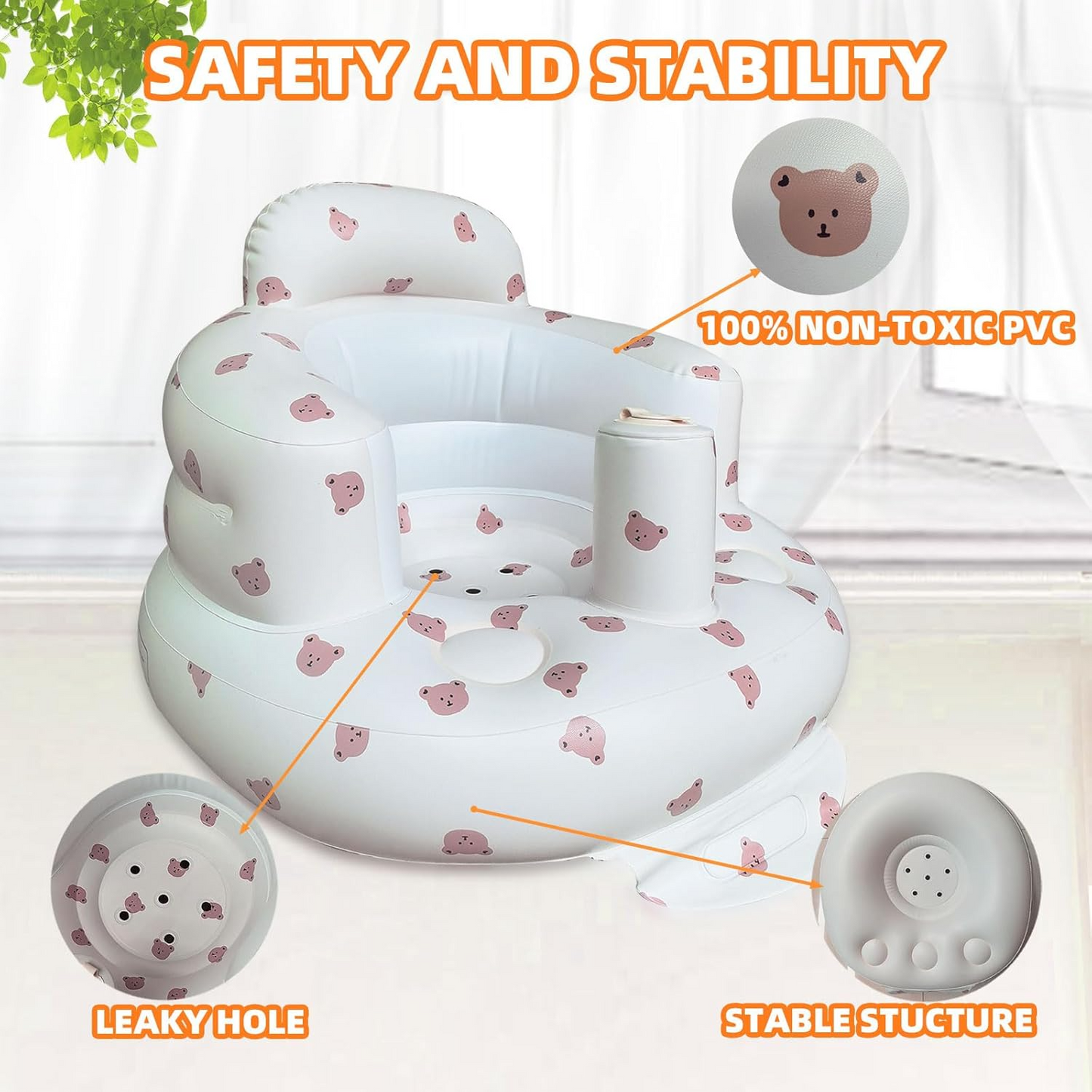 Inflatable baby support seat for sitting practice