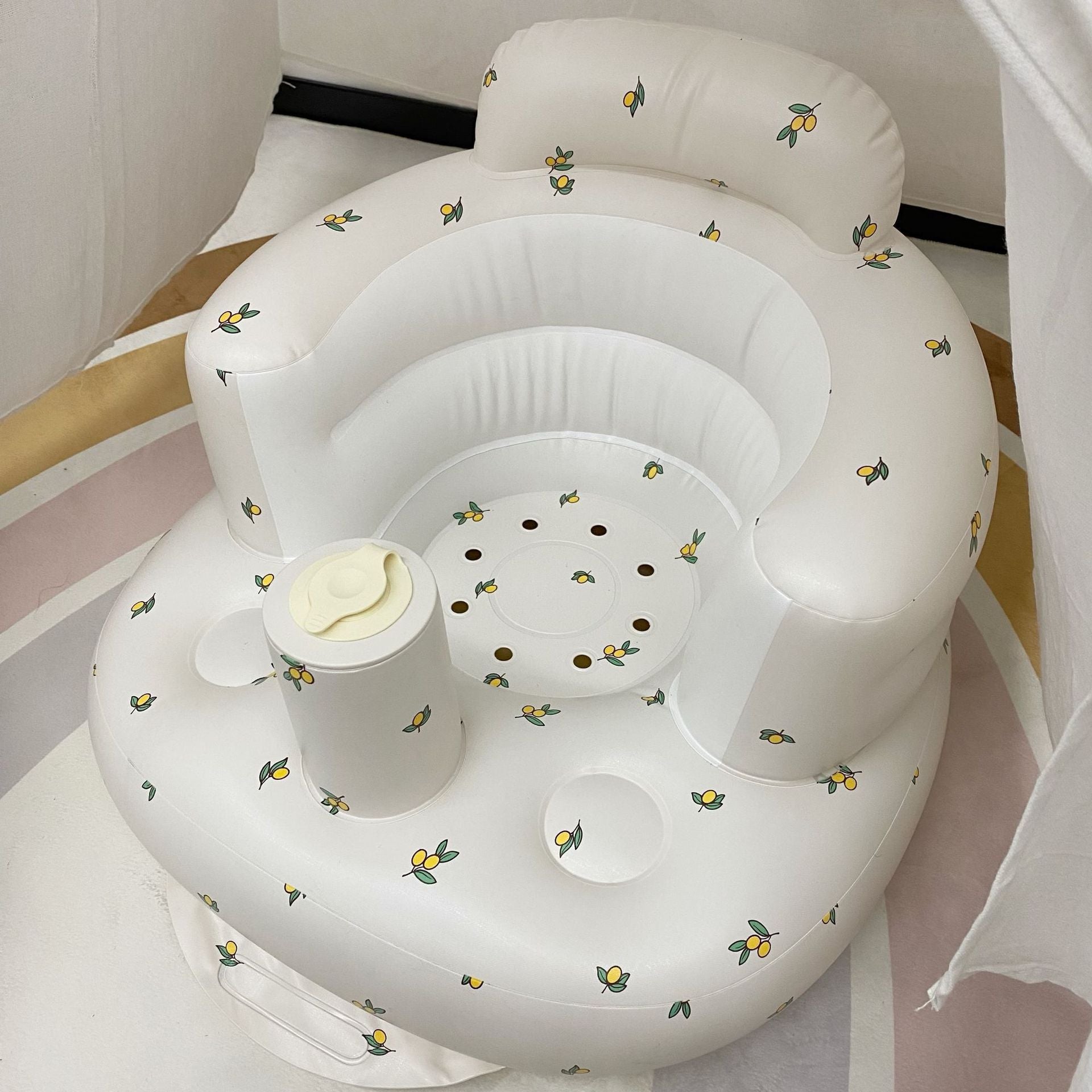 Inflatable baby support seat for sitting practice