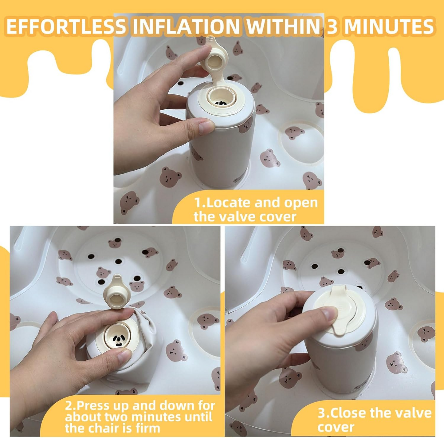 Inflatable baby support seat for sitting practice