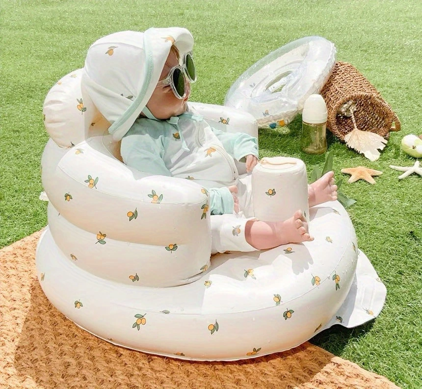 Inflatable baby support seat for sitting practice