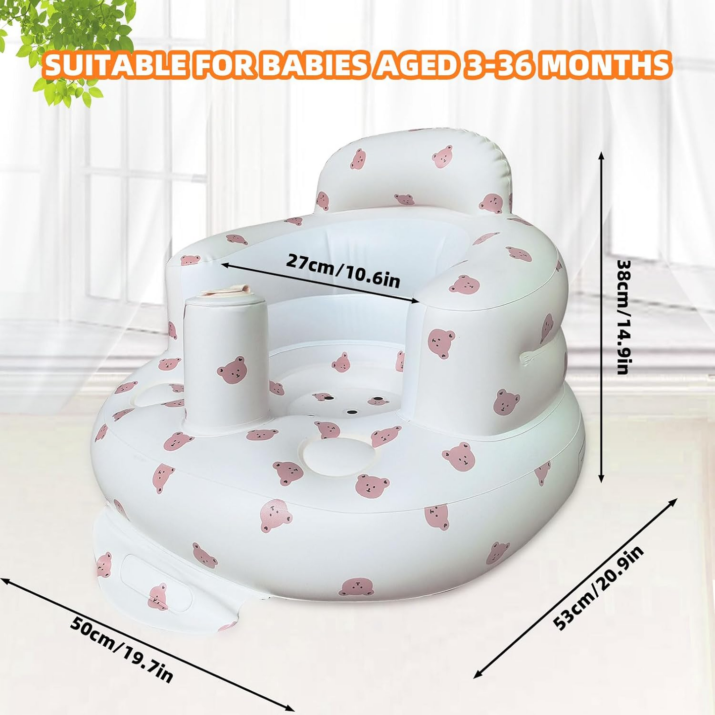Inflatable baby support seat for sitting practice