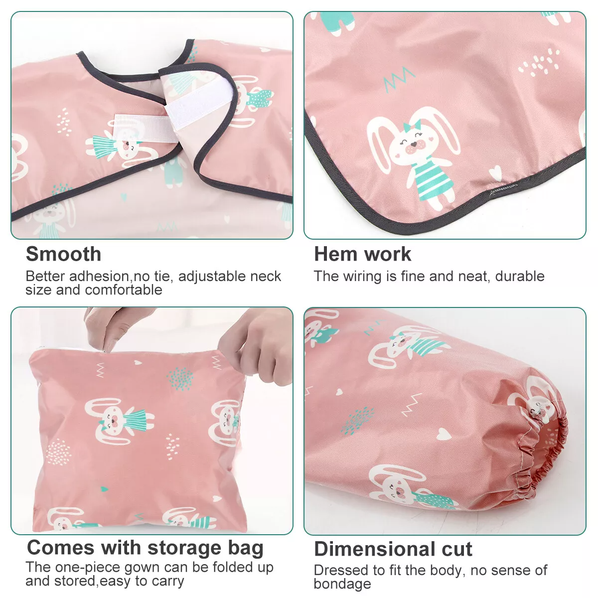 large baby bib extending to cover feeding table