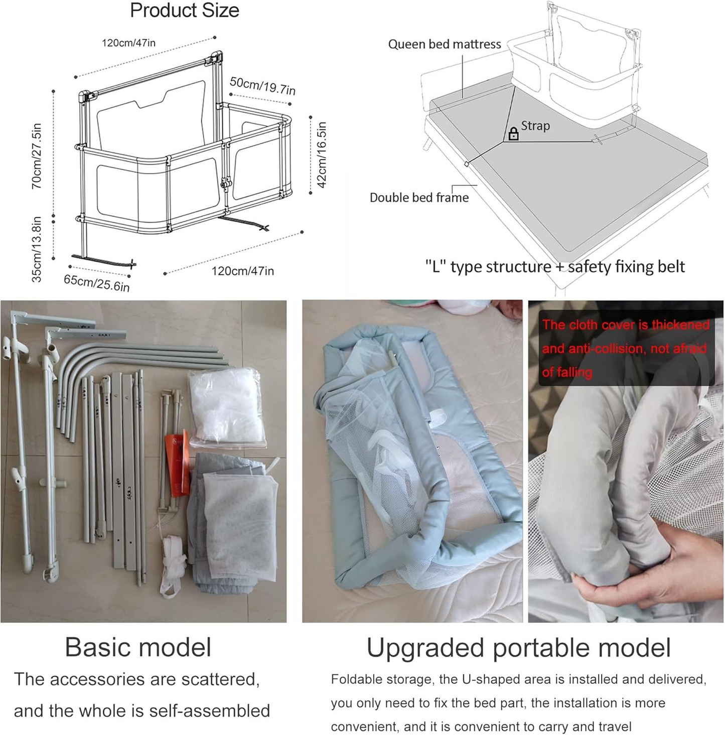 Multifunctional baby bed with foldable crib design