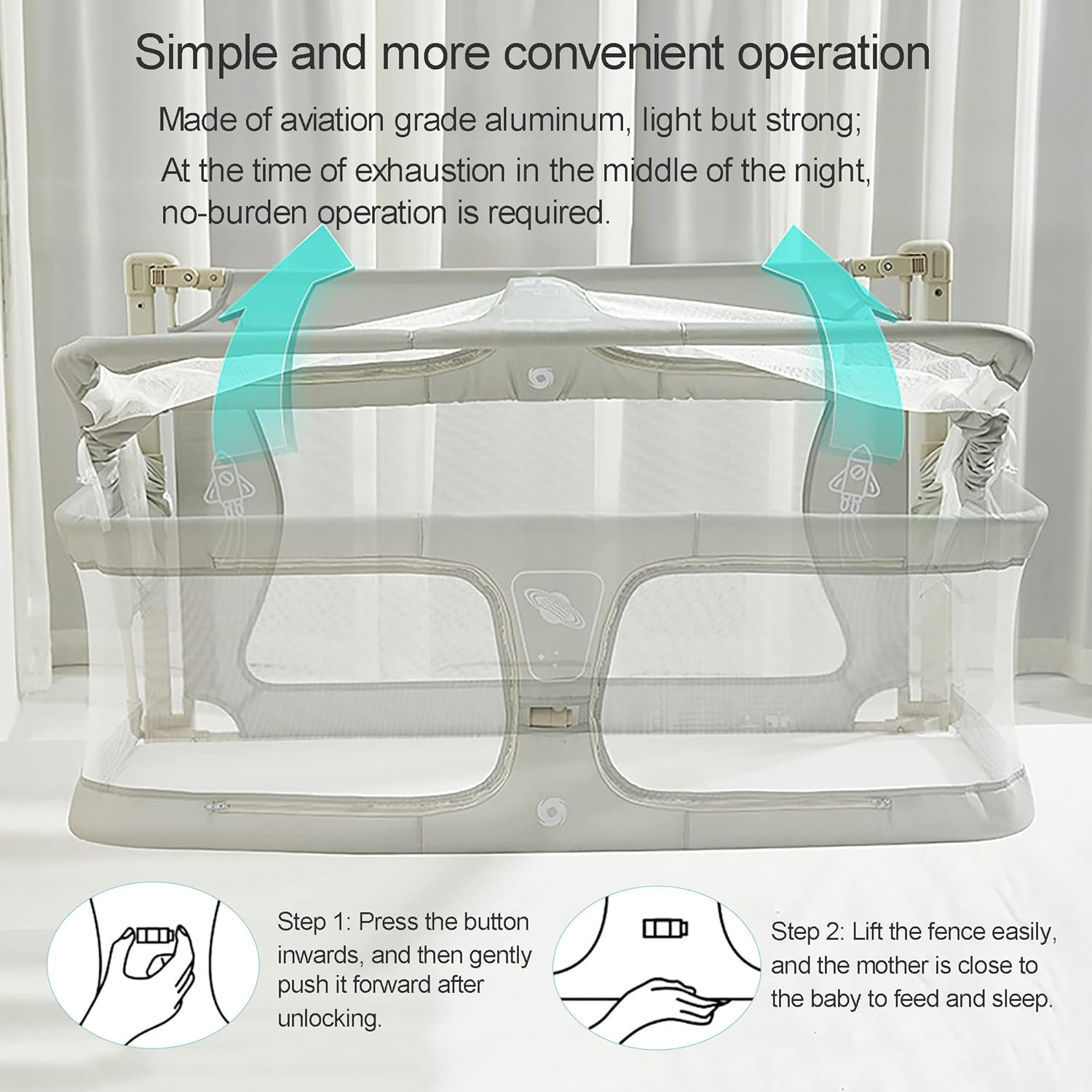 Multifunctional baby bed with foldable crib design