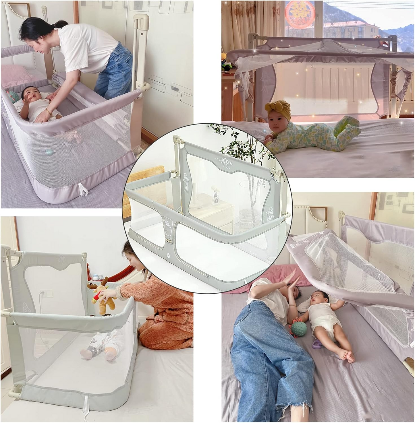 Multifunctional baby bed with foldable crib design