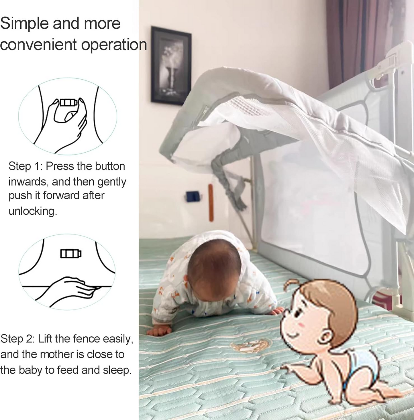 Multifunctional baby bed with foldable crib design