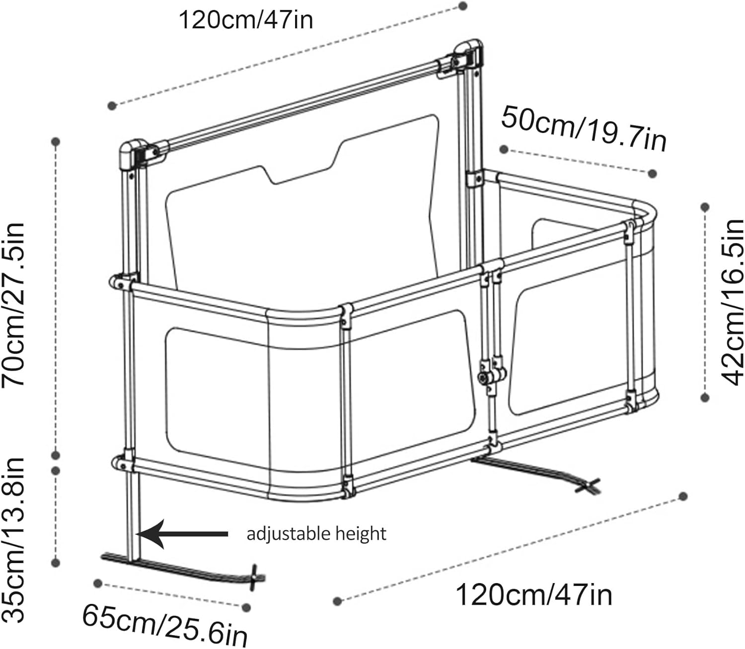 Multifunctional baby bed with foldable crib design