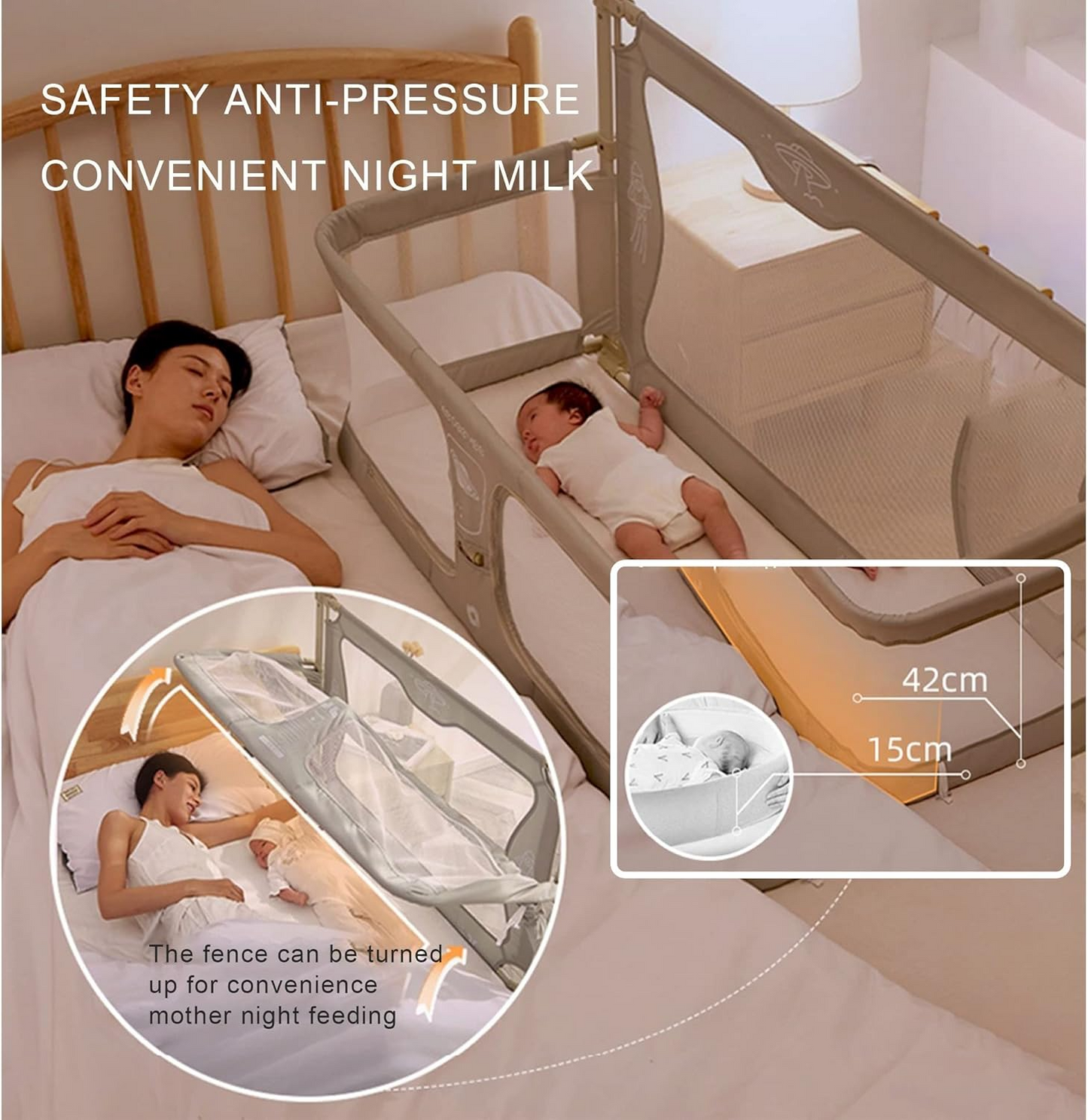 Multifunctional baby bed with foldable crib design