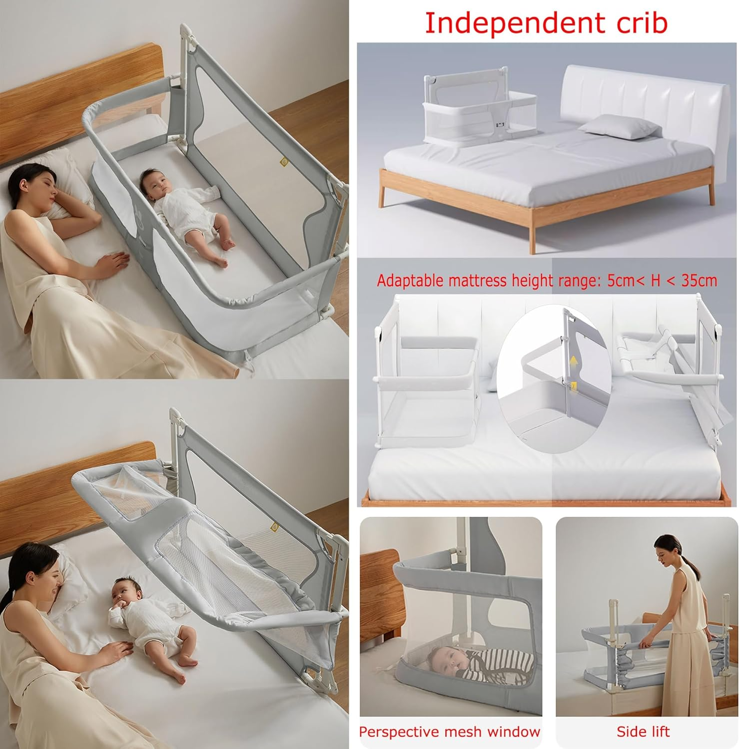 Multifunctional baby bed with foldable crib design