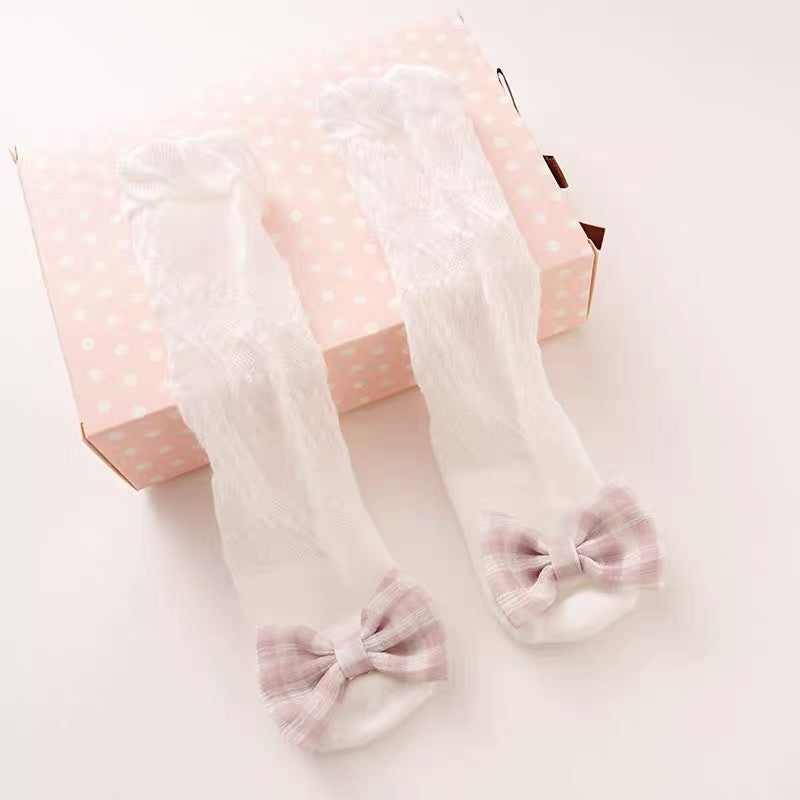 pink baby socks with bow detail