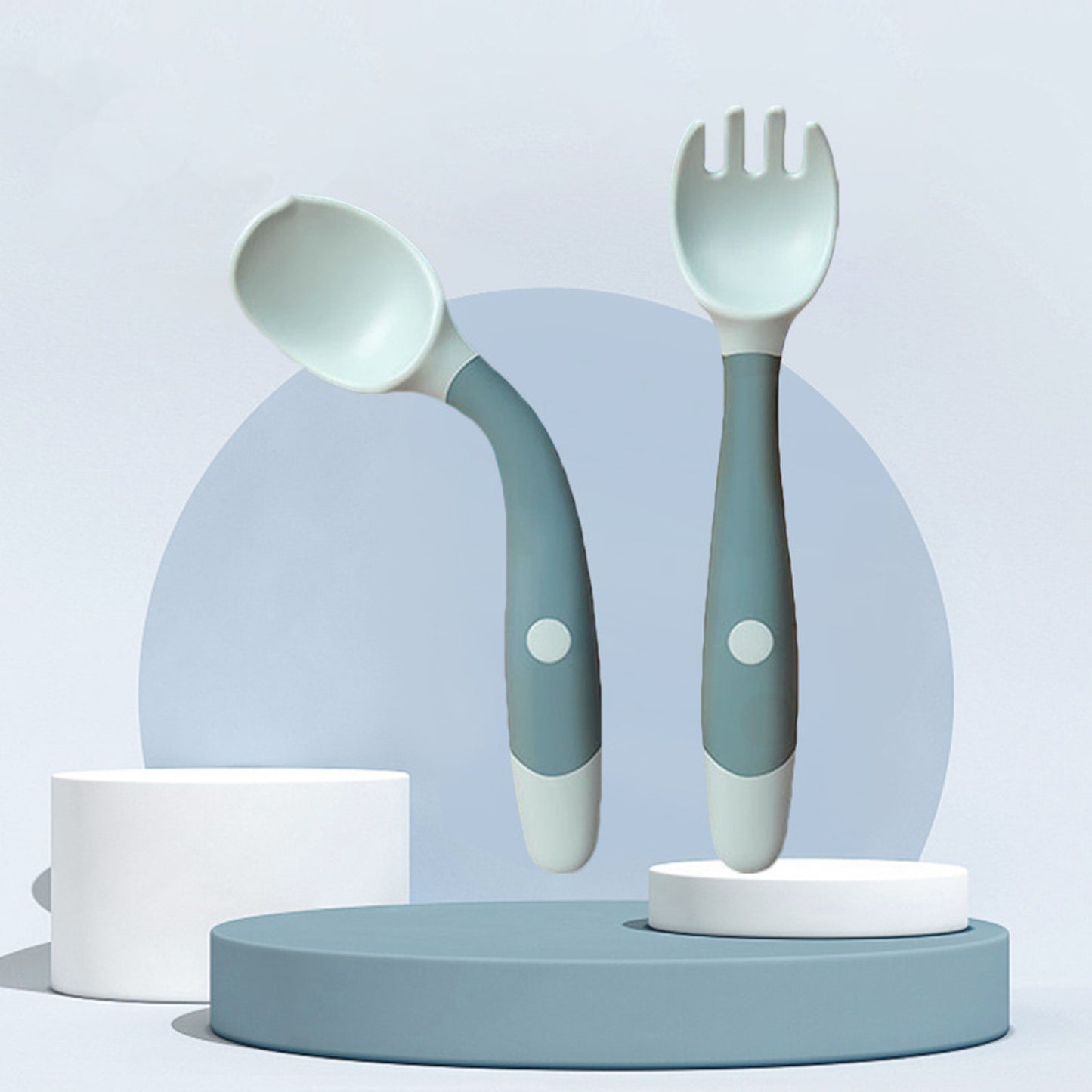 silicone baby spoon and fork self feeding utensils