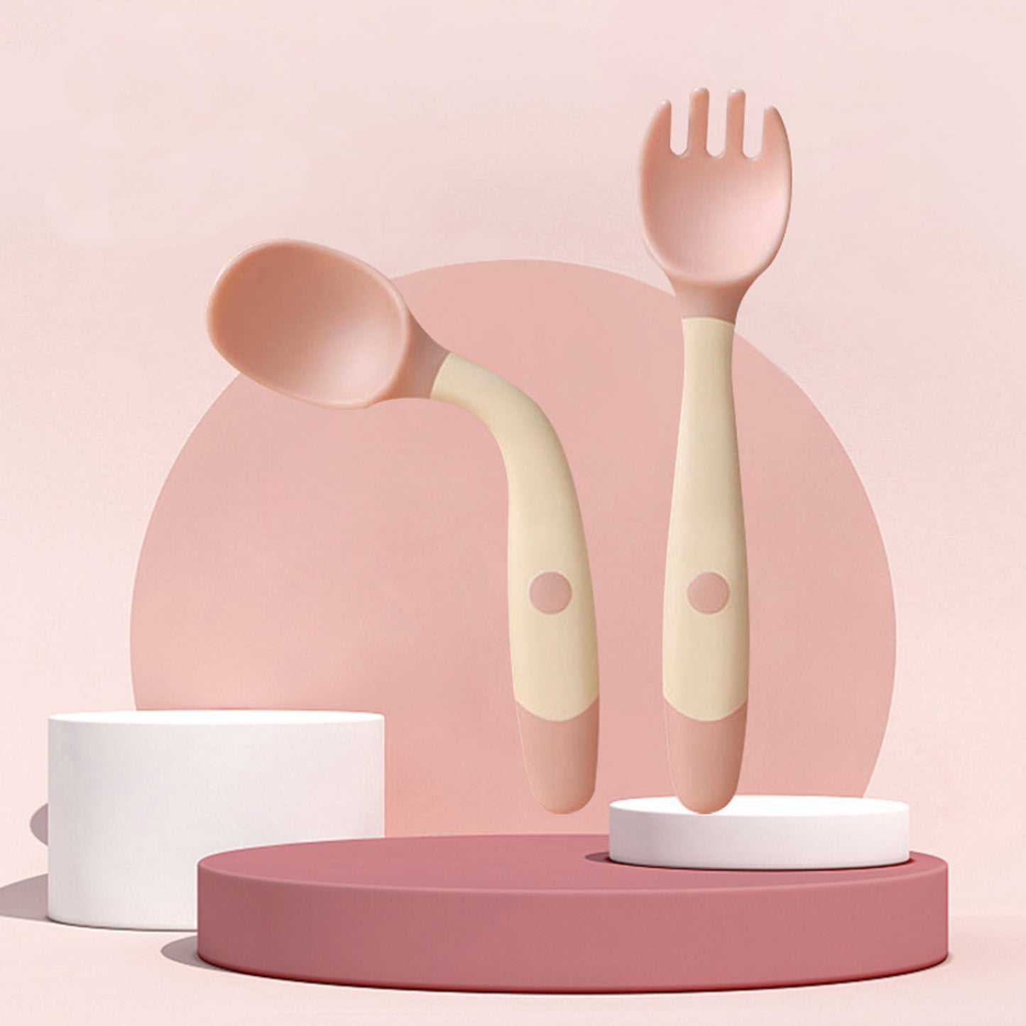 silicone baby spoon and fork self feeding utensils