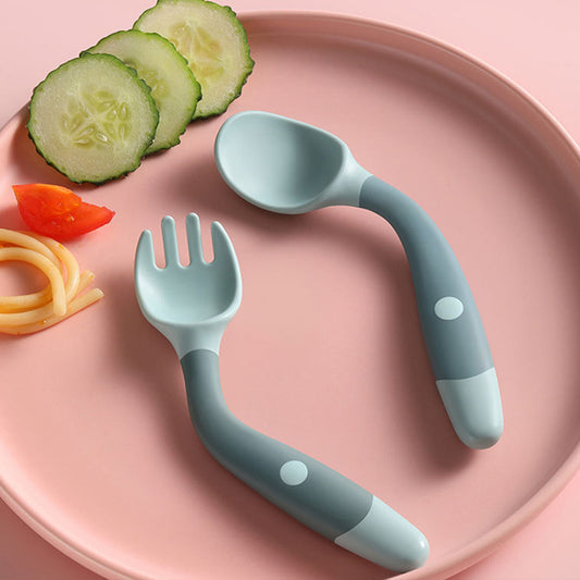 silicone baby spoon and fork self feeding utensils