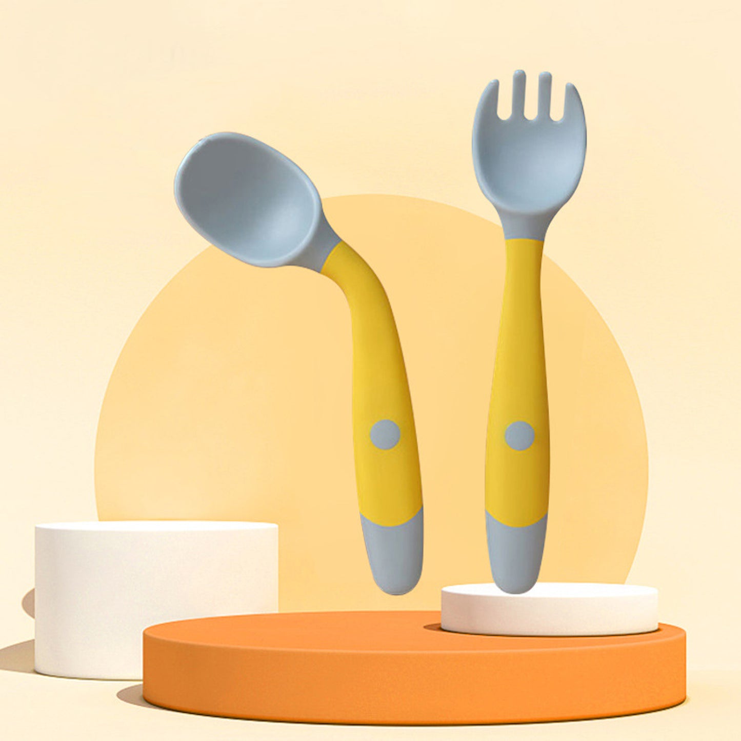 silicone baby spoon and fork self feeding utensils