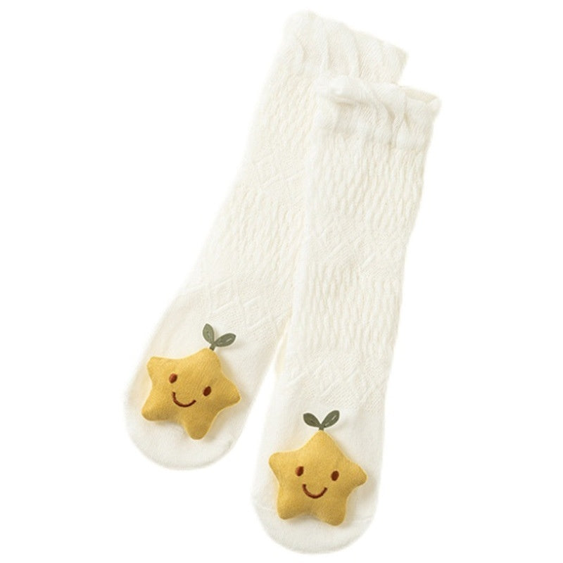 white baby socks with cute animal detail
