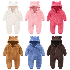 cozy wool baby sweater jumpsuit warm hooded romper for newborns and toddlers