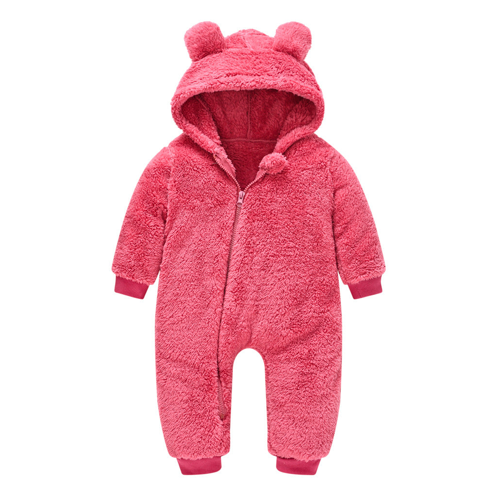 cozy wool baby sweater jumpsuit warm hooded romper for newborns and toddlers
